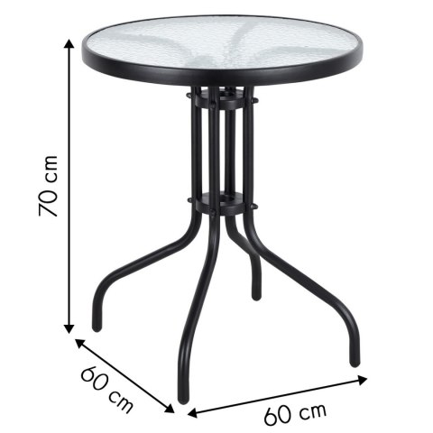 STOLIK OGRODOWY 60 CM SZKŁO HARTOWANE STÓŁ NA OGRÓD TARAS BALKON MULTIGARDEN