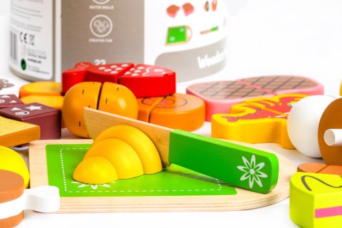 DREWNIANE JEDZENIE DO KROJENIA 23 SZTUKI ECOTOYS