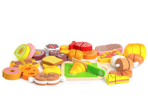 DREWNIANE JEDZENIE DO KROJENIA 23 SZTUKI ECOTOYS