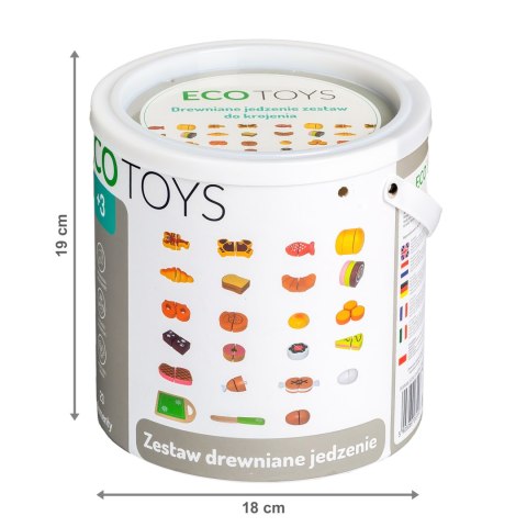DREWNIANE JEDZENIE DO KROJENIA 23 SZTUKI ECOTOYS