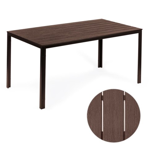 STÓŁ OGRODOWY 6-OSOBOWY 156X78 CM POLYWOOD MEBLE NA TARAS BRĄZOWY