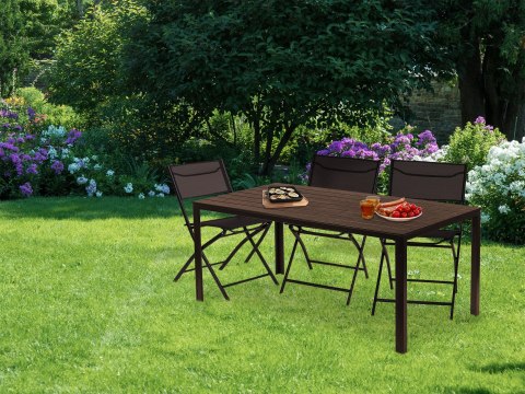 STÓŁ OGRODOWY 6-OSOBOWY 156X78 CM POLYWOOD MEBLE NA TARAS BRĄZOWY