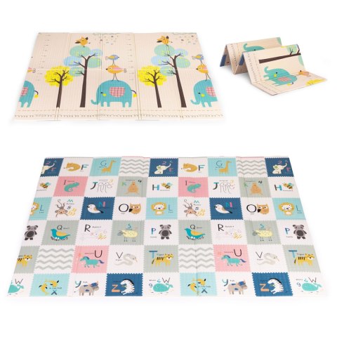 MATA PIANKOWA DLA DZIECI 200X150 CM EDUKACYJNA DWUSTRONNA SKŁADANA MIARKA WZROSTU ALFABET ECOTOYS