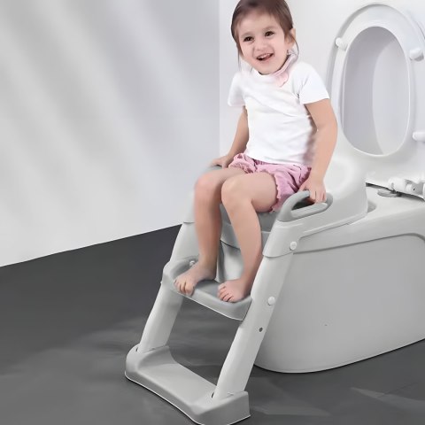 NAKŁADKA NA TOALETĘ DLA DZIECI ZE SCHODKAMI I DRABINKĄ SZARA ECOTOYS