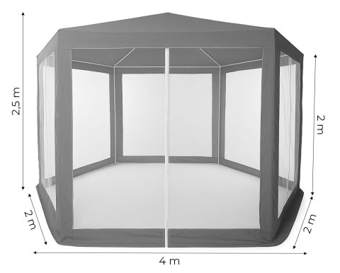 NAMIOT PAWILON OGRODOWY HANDLOWY 2X2X2 M Z MOSKITIERĄ SZARY MULTIGARDEN