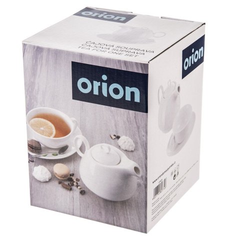 Dzbanek z filiżanką do herbaty zestaw porcelanowy biały 3-ele MONA ORION 129428