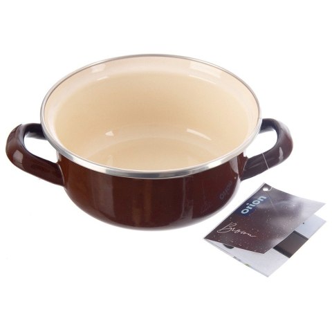Garnek emaliowany indukcja na indukcję gaz BROWN mały 16 cm 1L ORION 113328
