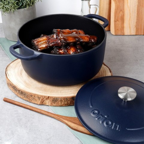 Garnek z pokrywką żeliwny emaliowany ciężki indukcja LITINA 26 cm 5.2L ORION 113348