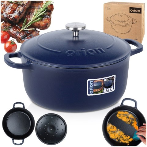 Garnek z pokrywką żeliwny emaliowany ciężki indukcja LITINA 26 cm 5.2L ORION 113348