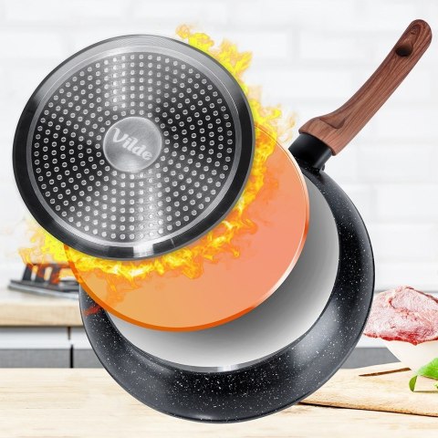 Patelnia granitowa nieprzywierająca indukcja NON-STICK BLACK&WOOD 24 cm VILDE 199060