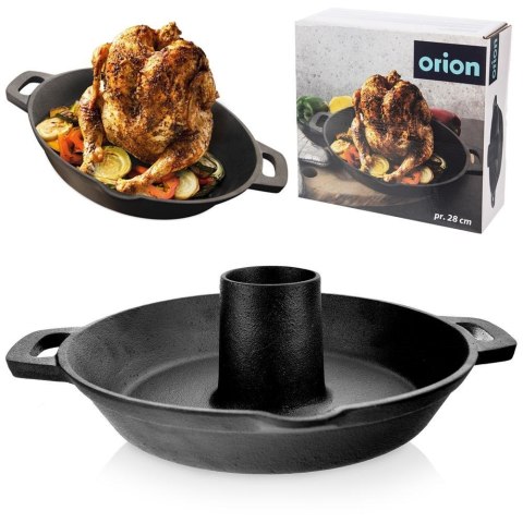 Patelnia ze stojakiem na kurczaka do smażenia żeliwna LITINA 28 cm ORION 113208