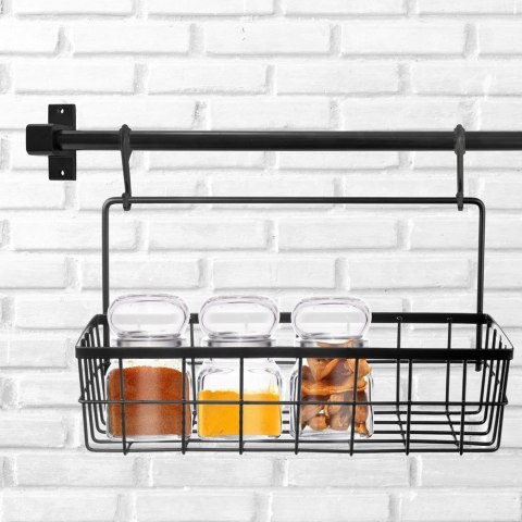 Półka kuchenna zawieszana na reling metalowa czarna 30x10.5x17cm RADKA ORION 540600