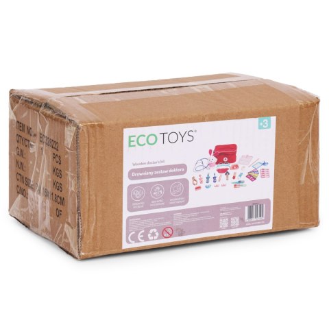 DREWNIANY ZESTAW MAŁEGO LEKARZA TORBA MEDYCZNA DLA DZIECI 28 ELEMENTÓW ECOTOYS