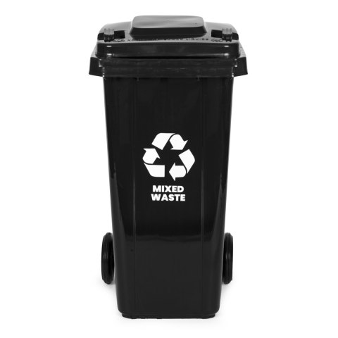 Zestaw 4 Koszy Na Śmieci Pojemnik 4X120L Niebieski Zielony Żółty Czarny Makulatura Szkoło Plastik Odpady Zmieszane Gumowe Koła