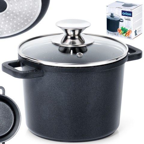 Garnek granitowy ze szklaną pokrywką indukcja wysoki GRANDE 2L ORION 113315