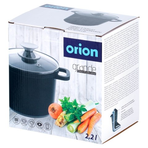 Garnek granitowy ze szklaną pokrywką indukcja wysoki GRANDE 2L ORION 113315