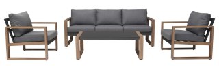 Zestaw Mebli Ogrodowych Jadalnianych DUISBURG Sofa Fotel Stolik ANTRACYT / BRĄZOWY