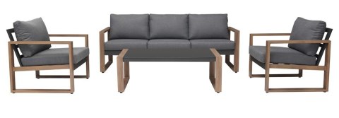 Zestaw Mebli Ogrodowych Jadalnianych DUISBURG Sofa Fotel Stolik ANTRACYT / BRĄZOWY