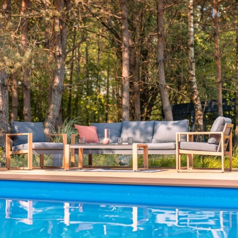 Zestaw Mebli Ogrodowych Jadalnianych DUISBURG Sofa Fotel Stolik ANTRACYT / BRĄZOWY