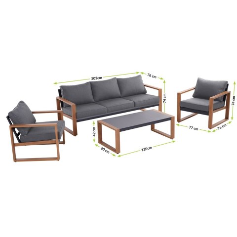 Zestaw Mebli Ogrodowych Jadalnianych DUISBURG Sofa Fotel Stolik ANTRACYT / BRĄZOWY