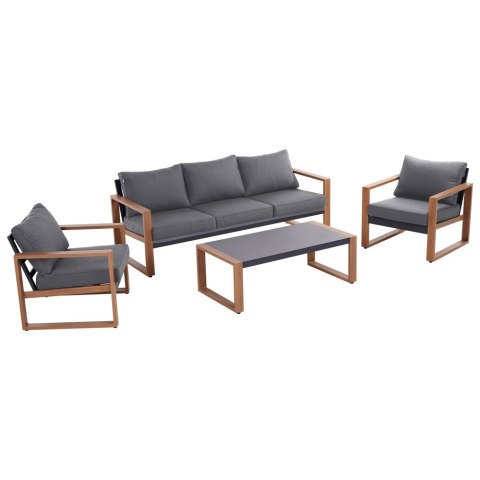 Zestaw Mebli Ogrodowych Jadalnianych DUISBURG Sofa Fotel Stolik ANTRACYT / BRĄZOWY