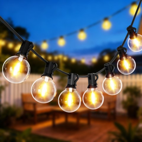 Girlanda Ogrodowa Świetlna Łańcuch 25 x LED 15m 9 Trybów Lampki Ogrodowe 9W