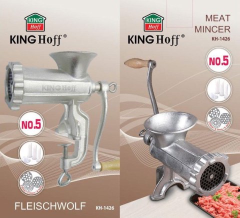MASZYNKA ŻELIWNA DO MIELENIA MIĘSA #5 + AKCESORIA KiNGHOFF KH-1426