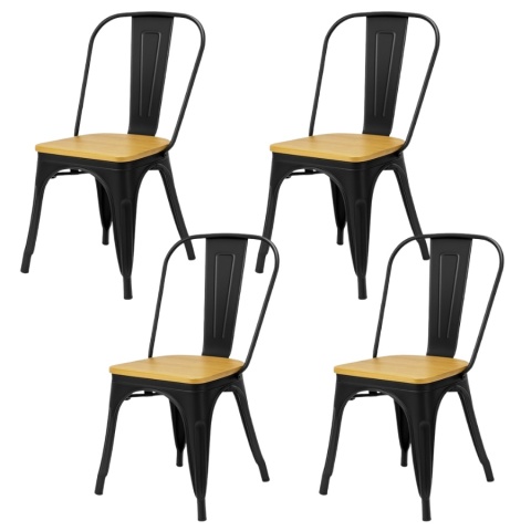Zestaw Cztery Krzesła Metalowe Loft Corsica Nero Pine