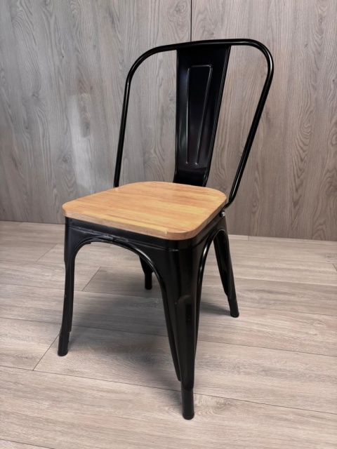 Zestaw Cztery Krzesła Metalowe Loft Corsica Nero Pine