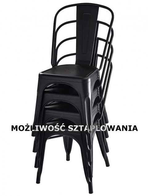 Zestaw Cztery Krzesła Metalowe Loft Corsica Nero Pine