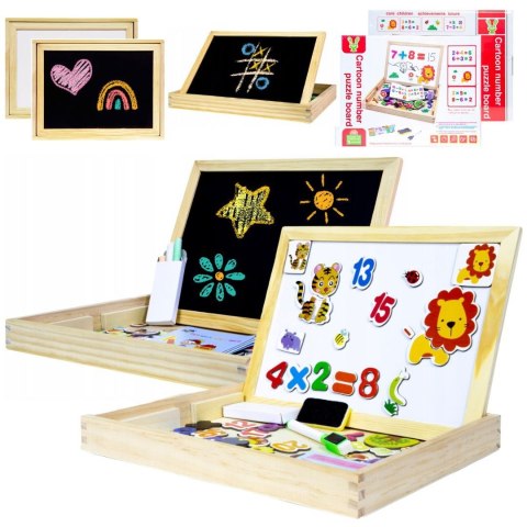 Drewniana Wielofunkcyjna Tablica Edukacyjna 2w1 Magnesy Zadania Matematyka
