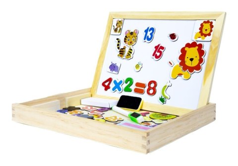 Drewniana Wielofunkcyjna Tablica Edukacyjna 2w1 Magnesy Zadania Matematyka