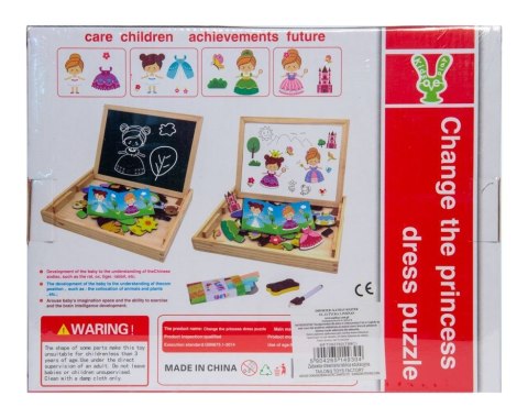 Drewniana Wielofunkcyjna Tablica Edukacyjna 2w1 Magnesy Modne Księżniczki