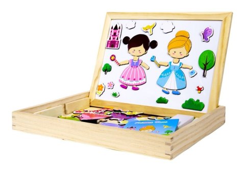 Drewniana Wielofunkcyjna Tablica Edukacyjna 2w1 Magnesy Modne Księżniczki