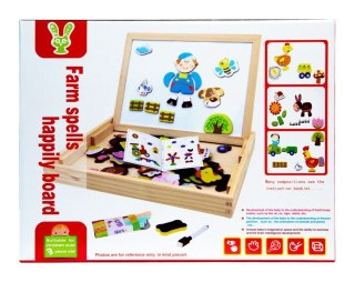Drewniana Wielofunkcyjna Tablica Edukacyjna 2w1 Magnesy Kolorowa Układanka