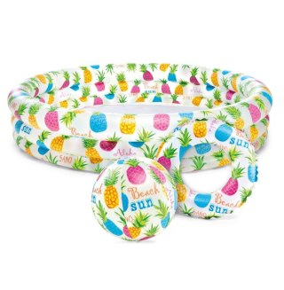 Zestaw basen dmuchany ANANASY 132x28 cm + piłka i kółko INTEX 59469