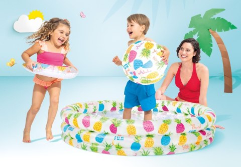 Zestaw basen dmuchany ANANASY 132x28 cm + piłka i kółko INTEX 59469