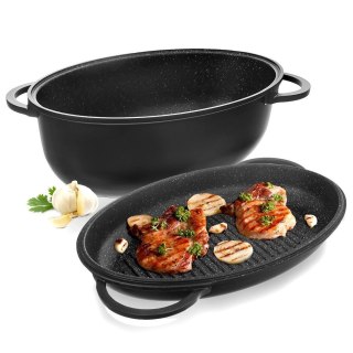Brytfanna gęsiarka z pokrywką do piekarnika granitowa 2w1 GRANDE 10L 43x28cm ORION 127029