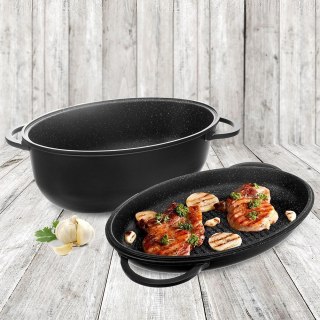 Brytfanna gęsiarka z pokrywką do piekarnika granitowa 2w1 GRANDE 10L 43x28cm ORION 127029