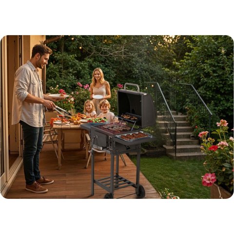 Grill węglowy z pokrowcem Berdsen BD-892 czarny ogrodowy
