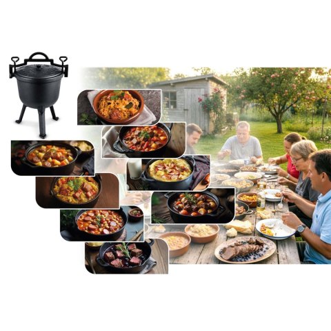 Kociołek żeliwny emaliowany garnek 8l na ognisko grill BD-481 348100