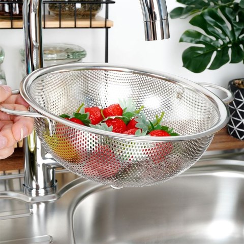 CEDZAK KUCHENNY Z UCHWYTAMI DURSZLAK STALOWY SITKO ANETT 20.5CM ORION 124477