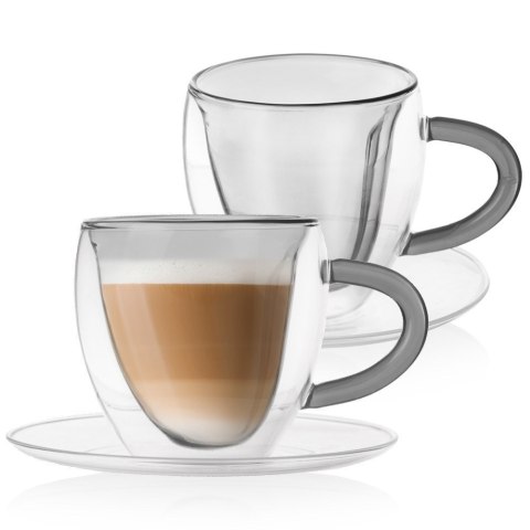Filiżanki termiczne ze spodkiem do kawy herbaty DOUBLE 160ml 2 sztuki ORION 129494