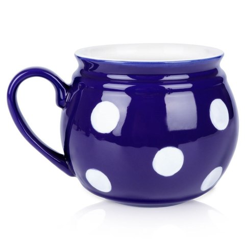 Kubek ceramiczny do herbaty grzanego wina niebieski w grochy duży 850 ml ORION 125645
