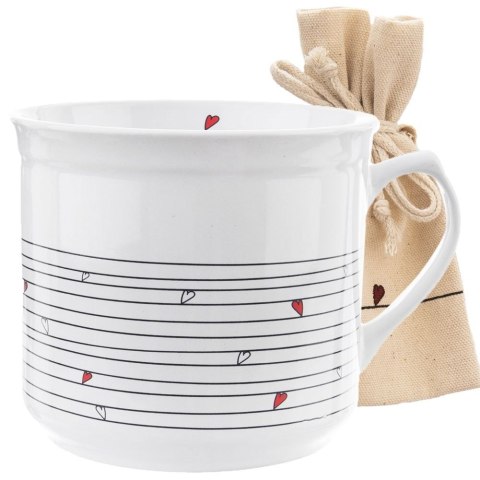 Kubek ceramiczny z woreczkiem na herbatę biały SERCE duży 650 ml ORION 128852