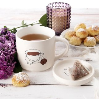 Kubek z pokrywką i uchem porcelanowy 420 ml biały ORION 129634