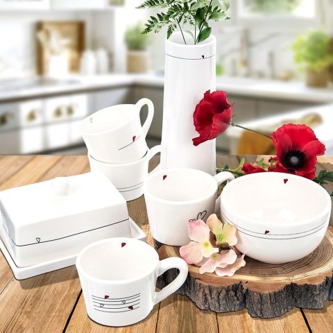 Wazon na kwiaty ceramiczny wysoki biały SERCE 23cm ORION 820172