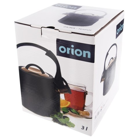 Czajnik z gwizdkiem stalowy na gaz indukcja czarny złoty 3L ORION 113520