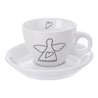 Filiżanka do kawy ze spodkiem ceramiczna biała do espresso 90ml 2 sztuki ORION 128817