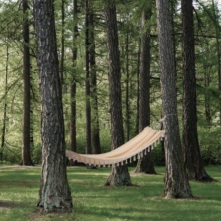 Hamak ogrodowy beżowy jednoosobowy 200x100cm biały PROGARDEN 911902-B